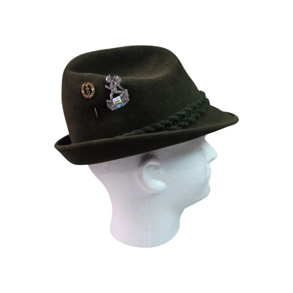 Rein Haar Alpina Bavarian Hat Green Wool Felt Feather Pins Tyrolean Germany